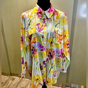 Calvin Klein floral cotton blouse size 0X